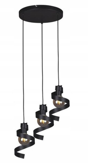 Lampa Wisząca Loftowa Potrójna Czarne Wstęgi = Hit