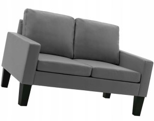 Szara Sofa Dwuosobowa Skandynawska == Tapicerowana