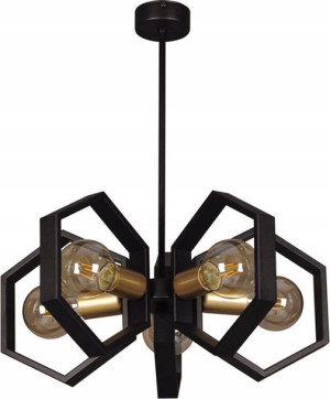 Czarna Lampa Wisząca Loftowa Geometryczna Żyrandol