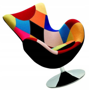 Fotel Wypoczynkowy Uszak Obrotowy Patchwork Modny