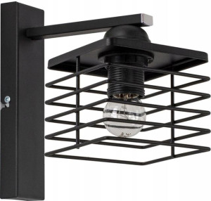 Kinkiet Czarny Loft Druciany Kwadratowy Metalowy