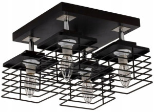 Lampa Sufitowa Druciana Loftowa = 4 Ruchome Klosze