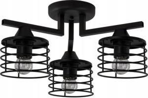 Czarna Lampa Sufitowa Potrójna Druciana == Loftowa