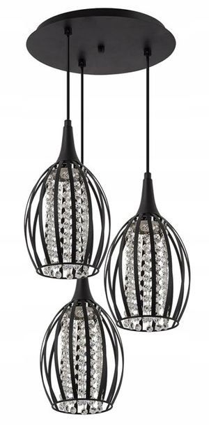 Lampa Sufitowa Wisząca Glamour Kryształki = Czarna