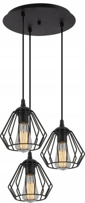 Loftowa Lampa Wisząca Druciana Potrójna === Czarna