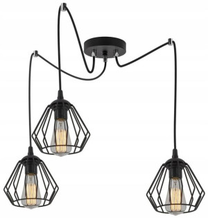 Czarna Lampa Wisząca Pająk Druciana = Industrialna