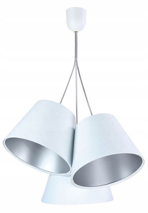 Lampa Wisząca Potrójna Regulowana Welurowa = Biała