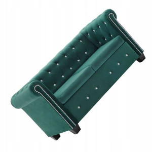 Sofa Dwuosobowa W Stylu Chesterfield ===== Zielona