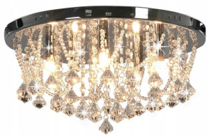 Lampa Sufitowa Kryształowa W Stylu Glamour Srebrna