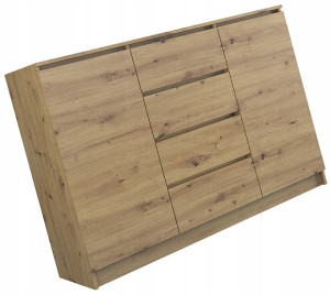 Loftowa Komoda = Z 4 Szufladami 140 Cm Dąb Artisan