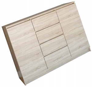 Komoda Do Salonu 140 Cm Szuflady Drzwi Dąb Sonoma