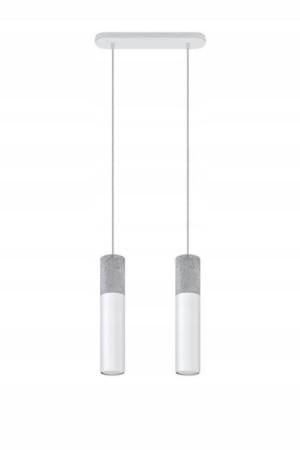 Lampa Wisząca Led Tuba Podwójna Betonowa === Biała