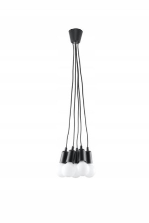 Lampa Wisząca Loft = 5 Regulowanych Zwisów Czarna