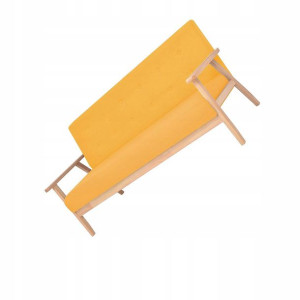 Klasyczna Pikowana Trzyosobowa Sofa Retro == Żółta