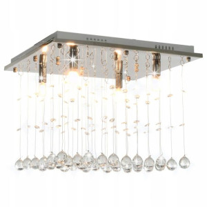 Lampa Sufitowa Kryształowa Kwadratowa Styl Glamour