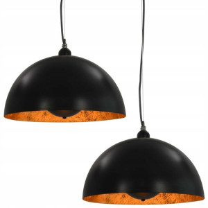 Lampa Wisząca Do Kuchni Czarna Złota Loft 2 Sztuki