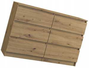 Duża Komoda == Szeroka 140 Cm 6 Szuflad Salon Loft