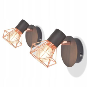 Kinkiety Led Lampy Ścienne Loftowe 2 Sztuki Czarne