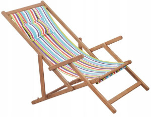 Leżak Plażowy Drewniany Składany == Kolorowe Paski