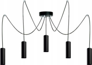 Lampa Wisząca Pająk Na Przewodach Loftowa = Czarna