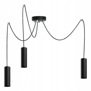 Lampa Wisząca Pająk 3 Zwisy Industrialna == Czarna