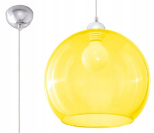 Szklana Lampa Wisząca Kula Do Salonu Kuchni Żółta