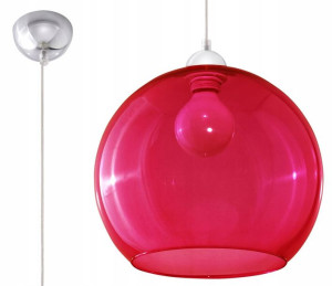 Okrągła Lampa Wisząca Do Salonu Szklana = Czerwona