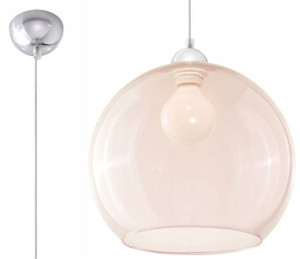 Szklana Lampa Wisząca Okrągła Kula Led Szampańska