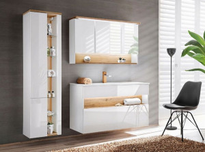 Komplet Łazienkowy Meble Podwieszane Białe 120 Cm