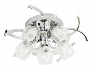 Ledowa Lampa Sufitowa Glamour Srebrna === 5 Kloszy