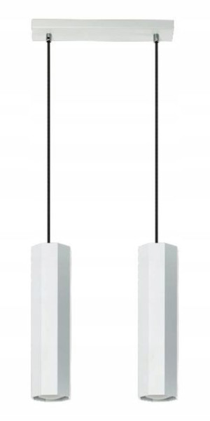 Metalowa Lampa Wisząca Halogenowa 2 Klosze = Biała