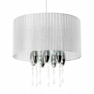 Lampa Wisząca Glamour Z Kryształkami Salon = Biała