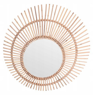 Boho Lustro Z Trzciny Okrągłe Naturalne Do Salonu