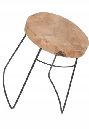 Loftowy Taboret Drewniany Czarny = Minimalistyczny
