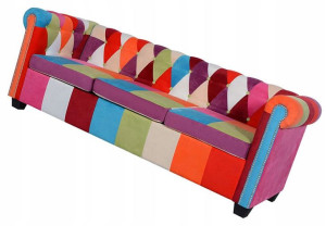 Unikatowa Eklektyczna Sofa Patchworkowa = Materiał