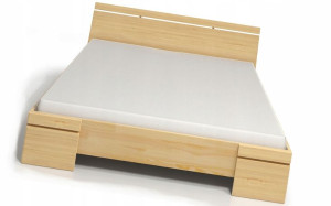Łóżko Drewniane 200x200 = Z Pojemnikiem I Stelażem