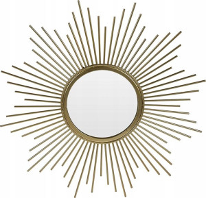 Eleganckie Okrągłe Lustro Ścienne Złote == Glamour
