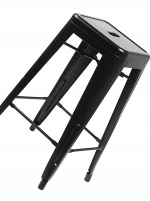 Industrialny Loftowy Hoker Czarny 75 Cm Metalowy