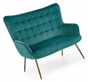 Sofa Dwuosobowa W Stylu Glamour == Ciemna Zieleń