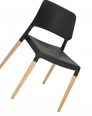 Designerskie Krzesło Czarne Drewniane = Do Jadalni