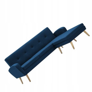 Elegancka I Uniwersalna Sofa Z Leżanką = Niebieska