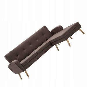 Elegancka I Uniwersalna Sofa Z Leżanką === Brązowa