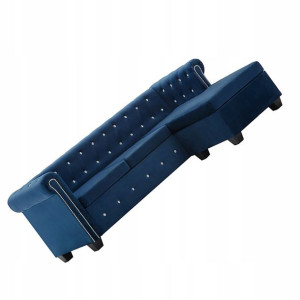 Aksamitna Sofa W Stylu Chesterfield ==== Niebieska