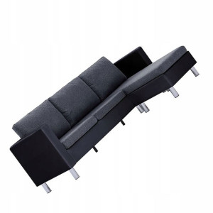 Atrakcyjna Sofa Z Poduszkami == Czarna/ciemnoszara