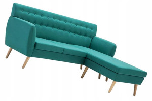 Nowoczesna Modna Sofa Narożna = Szezlong = Zielona