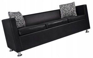 Nowoczesna Elegancka Sofa Kanapa Ekoskóra = Czarna