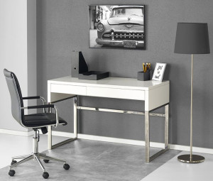 Lakierowane Biurko = 120x60 Cm Wysoki Połysk Białe