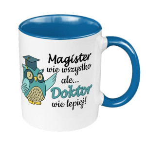 Kubek 330 ml dla świeżo upieczonego Doktora- niebieski.