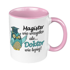 Kubek 330 ml dla świeżo upieczonego Doktora-różowy.
