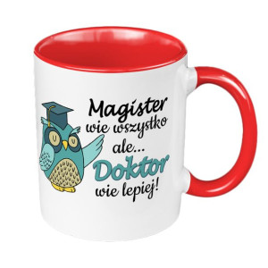 Kubek 330 ml dla świeżo upieczonego Doktora-czerwony.